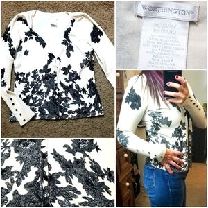 Worthington black & white medium cardigan sweater